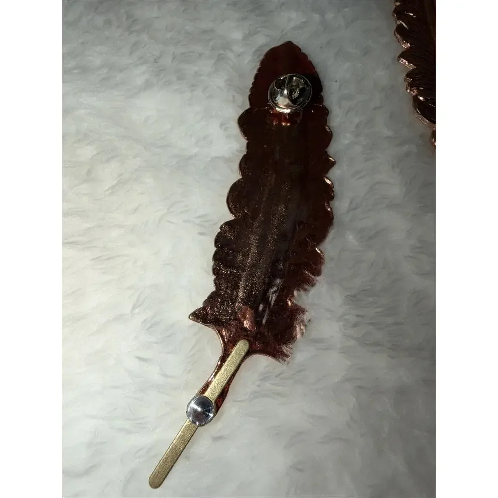 Metal Gold Rose Antique Feather Hat Pin - Western Style – Inspired Look